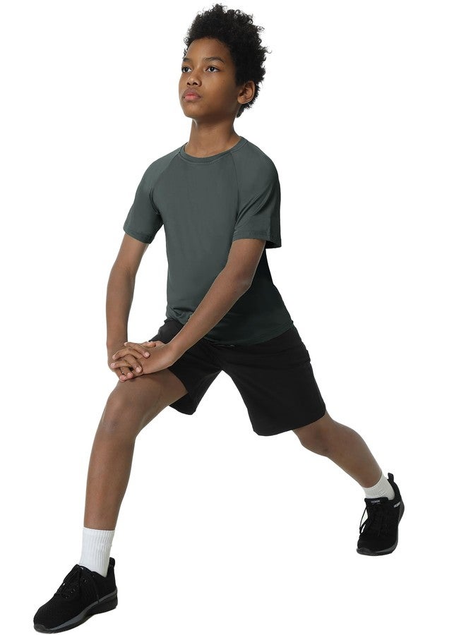 EXARUS 5 Pack Boys Athletic Shirts Short Sleeve Quick Dry Basketball Tee Active Performance T-Shirts for Kids 10Y - Image 5